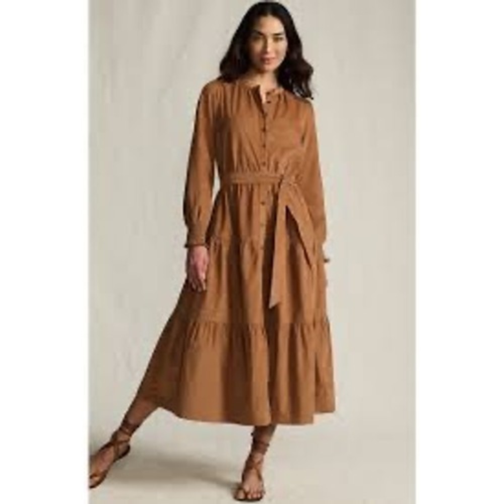 Lands' End Pinwale Cord Smocked Sleeve Maxi Dress western cowgirl country chic